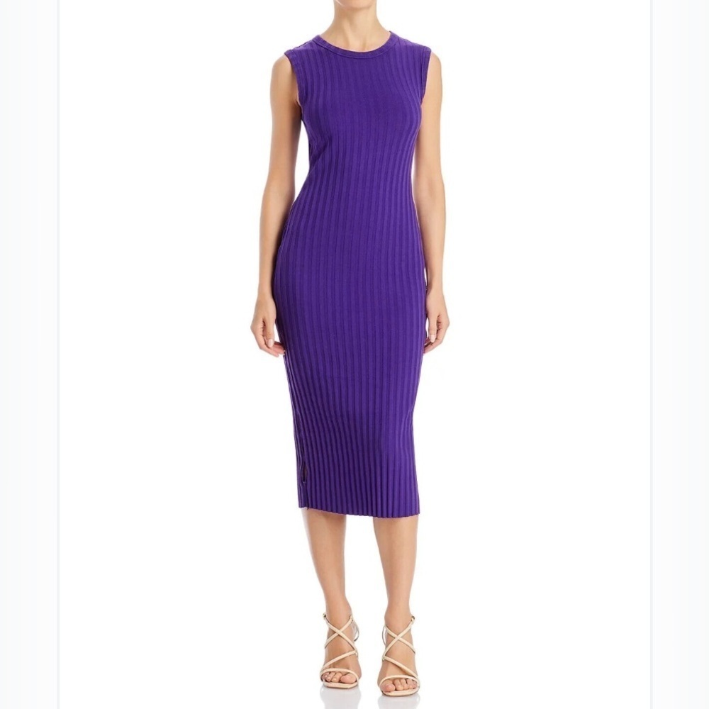 Cotton Citizen Ribbed Midi Dress Purple Size Medium NEW